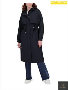 Women's Softshell Trench Coat Lightweight Water-Resistant Rain Jacket
